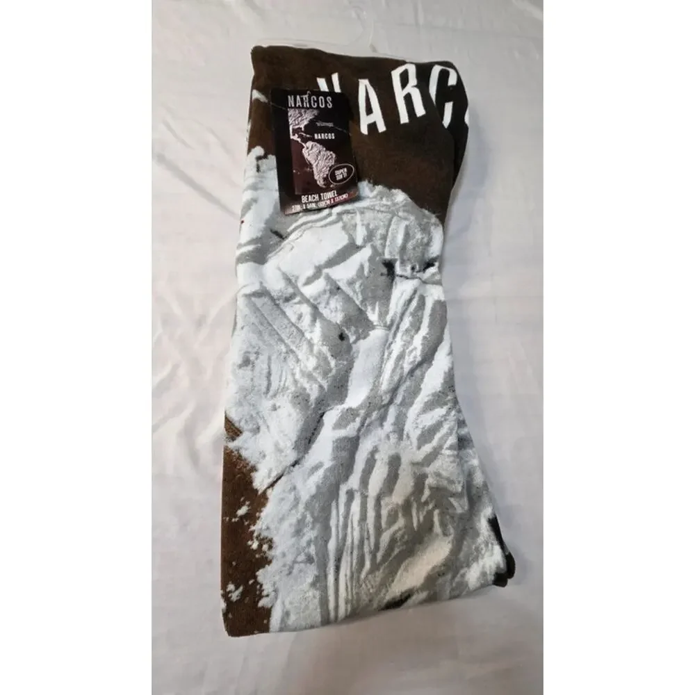 Narcos Beach Towel Cocaine Map Graphic 27x54 Super Soft TV Show New